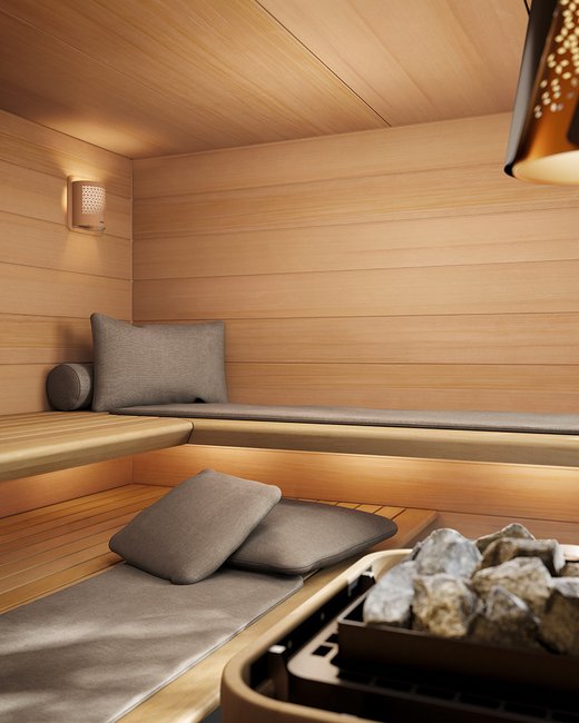 Interieur van de AURA sauna