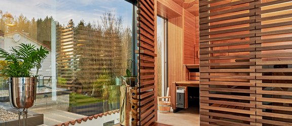 Sauna AURA met exterieur design MATTEO THUN